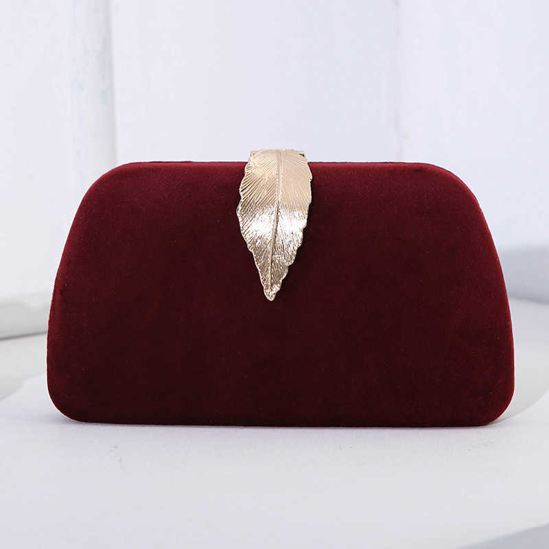 Clutch Bag New Fashionable Evening Designer Bag Velvet Metal Leaf Dress Paired With Banquet Handbag Small Square Bag For Women 240920