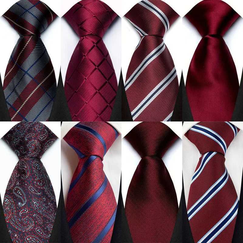 Luxury 8CM Mens Necktie Red Color Dot Stripes Solid Paisley Tie For Man Gro Jacquard Woven Neck Tie For Business Wedding Party X2504076