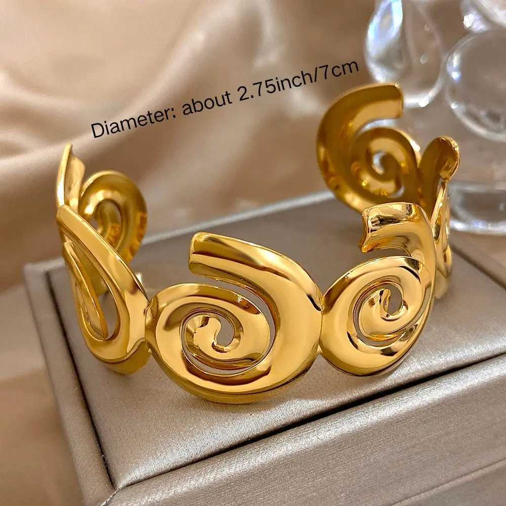 Stylish Stainless Steel Spiral Cuff Bracelet For Women Men Unique Rotating Design Open Cuff Waterproof Jewelry GiftsX240925
