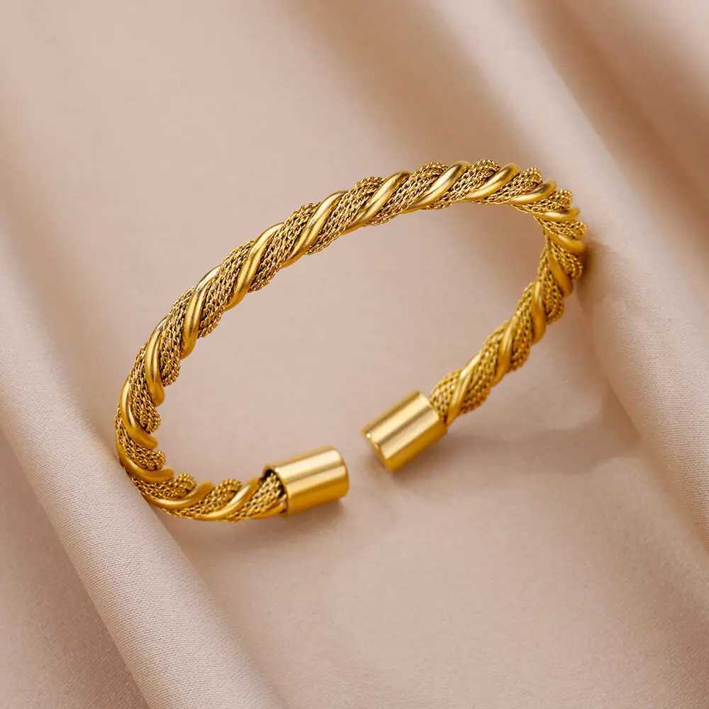 Prismatic stainless steel bracelet for women Classic adjustable opening Luxury Bangles Fashion Wedding Jewelry GiftX240925