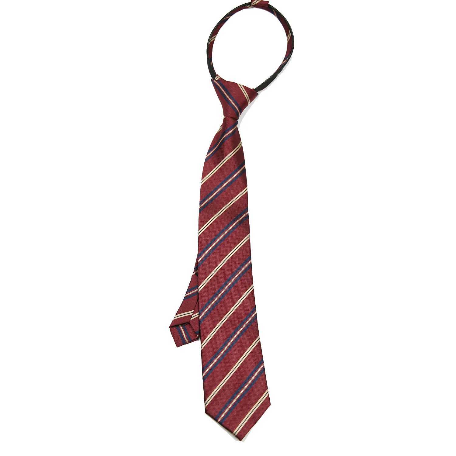 Mens zip tie mens zip tie womens suit 7cm striped lazy tie slim girls tie Gravatas rubber pre tie Y240925