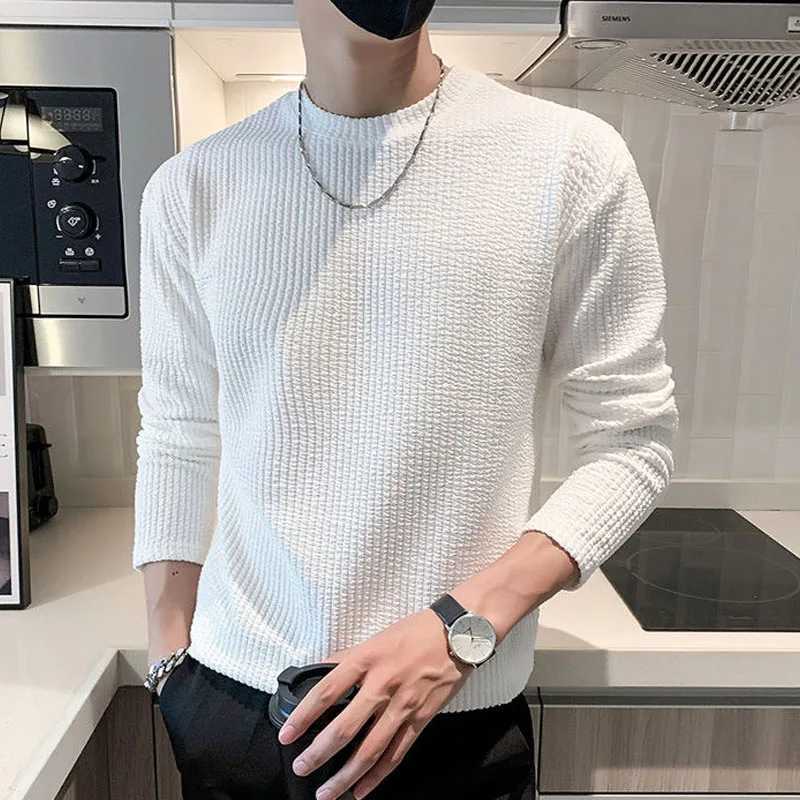 New Autumn/Winter Fashion Product Premium Solid Round Neck Loose and Versatile Handsome Mens Casual Sports Long Sleeve SweaterX240925
