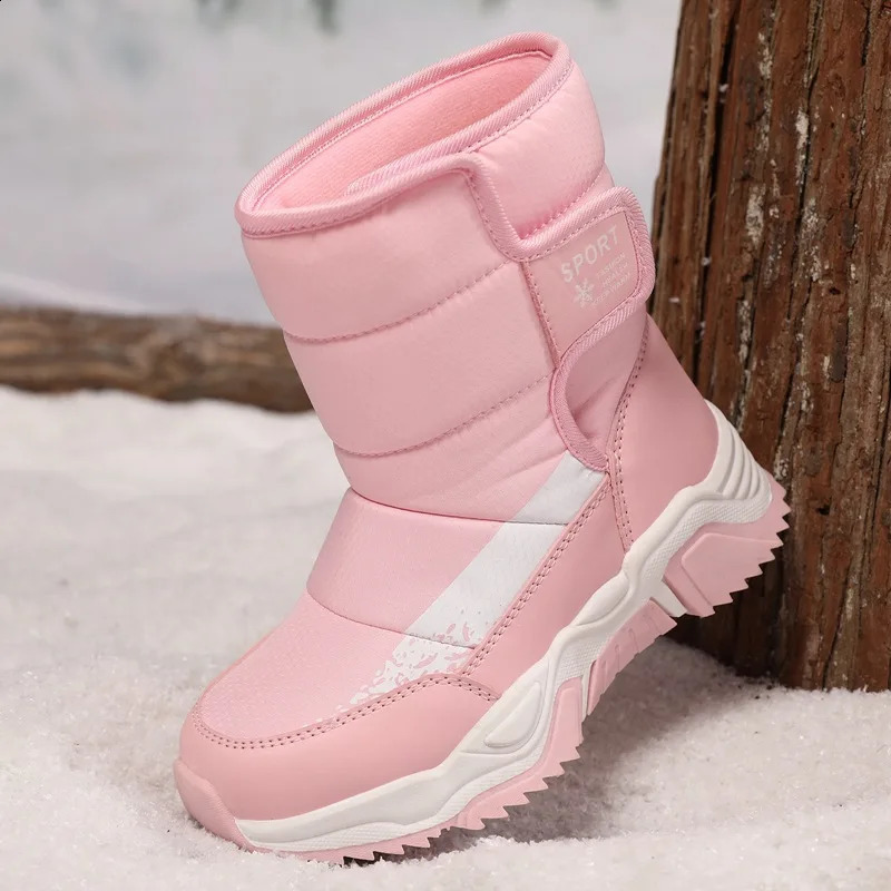Boys snow boots winter childrens cotton shoes medium and large velvet thick anti slip girls 240925