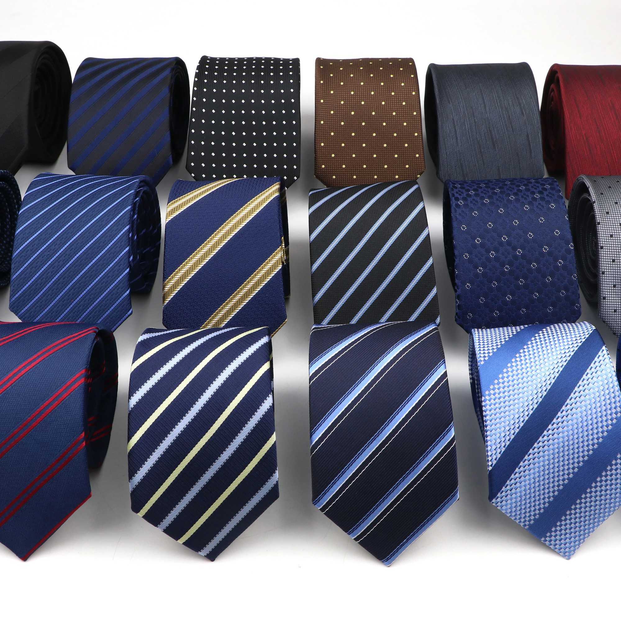New classic striped mens polka dot tie jacquard 7cm round ball narrow tie tight wedding Gro business collar set shirt gift Y240925