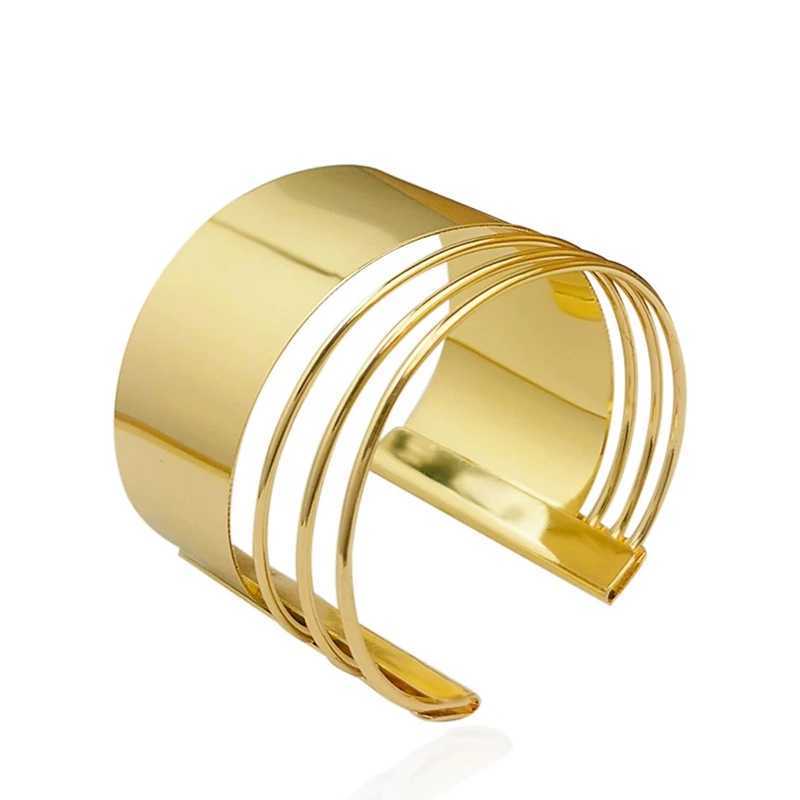 1PC High Quality Bracelet For Women Arm Ring Africas New Opening Geometric Out Smooth Multi-layer Pattern Ring JewelryX240925