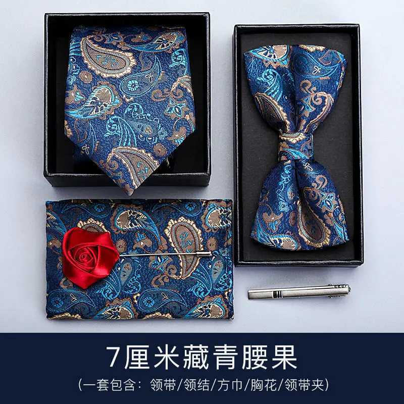 Mens Tie Set Mens Tie 5 Set Formal Set Professional Color Fashion Korean Business Edition Stripe Wedding Gro Gift Box Y240925