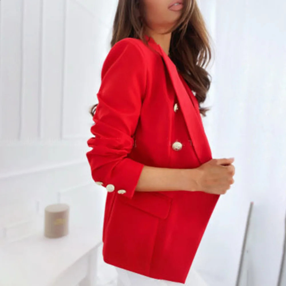 Autumn Plus Size Blazer Women Coat Short White Blazer Female Office Black Ladies Long Sleeve Red Woman Elegant Casual Coats 240920