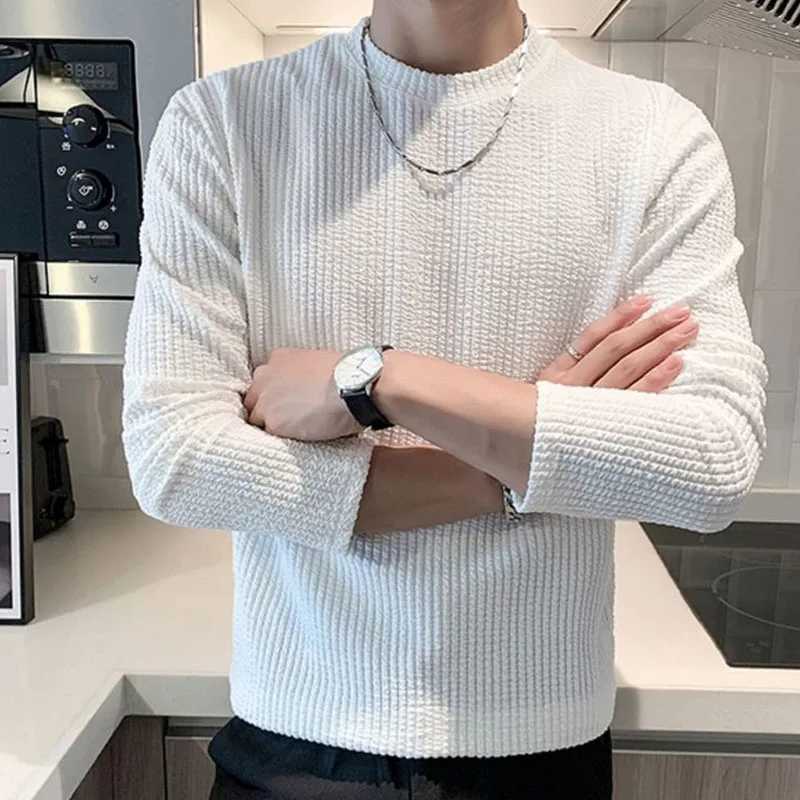 New Autumn/Winter Fashion Product Premium Solid Round Neck Loose and Versatile Handsome Mens Casual Sports Long Sleeve SweaterX240925