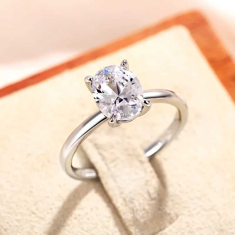 Huitan oval cut cubic zirconia ring suitable for women simple classic design wedding engagement commitment accessory eternal jewelry W240925