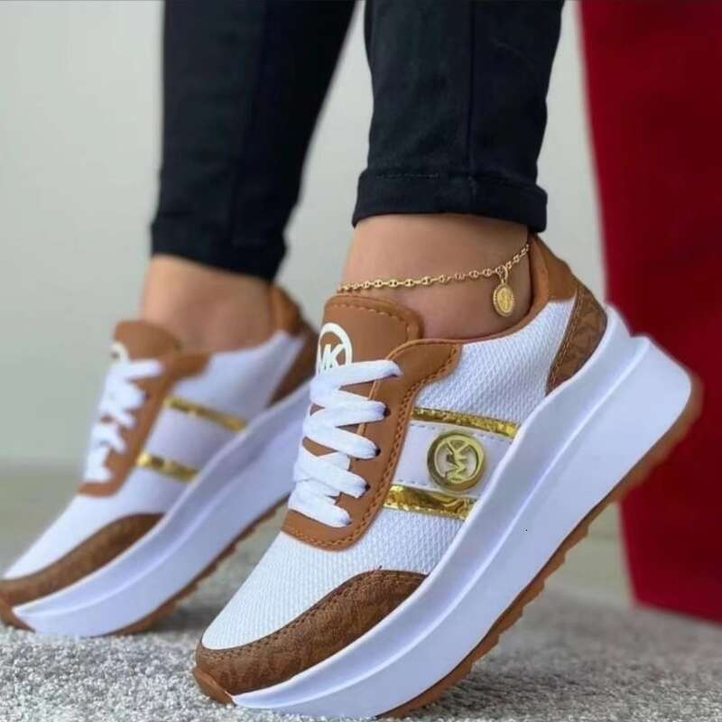 2024 Women Vulcanize Fashion Tenis Sneakers Lace-Up Breathable Sports Wedges Platform Female Footwear Ladies Casual Shoes fmv