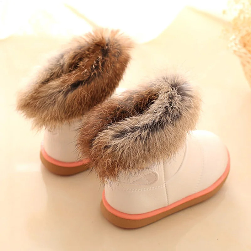 Baby Winter Snow Boots Warm Plush Rabbit Fur Childrens 240925