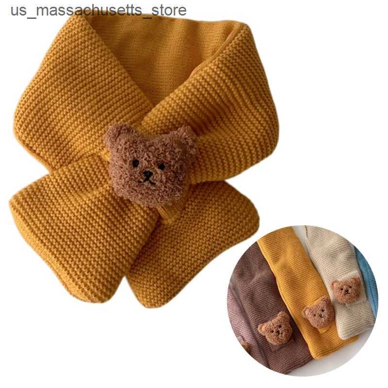 Scarves Wraps Bear Neckerchief Winter Scarves for Kids Boys Girls Infant Soft Wool Scarf L240910 L0910