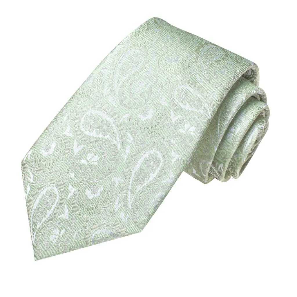 Sage Green Paisley 2022 New Fashion Brand Ties for Men Wedding Party Necktie Set Handky Cufflinks Gift Wholes Hi-Tie X2504071
