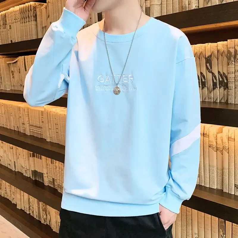 Sweatshirt for Men Top Print Hoodieless Male Clothes Crewneck Pullover T-shirt Yellow Round Neck Pastel Color Harajuku Fashion SX240925