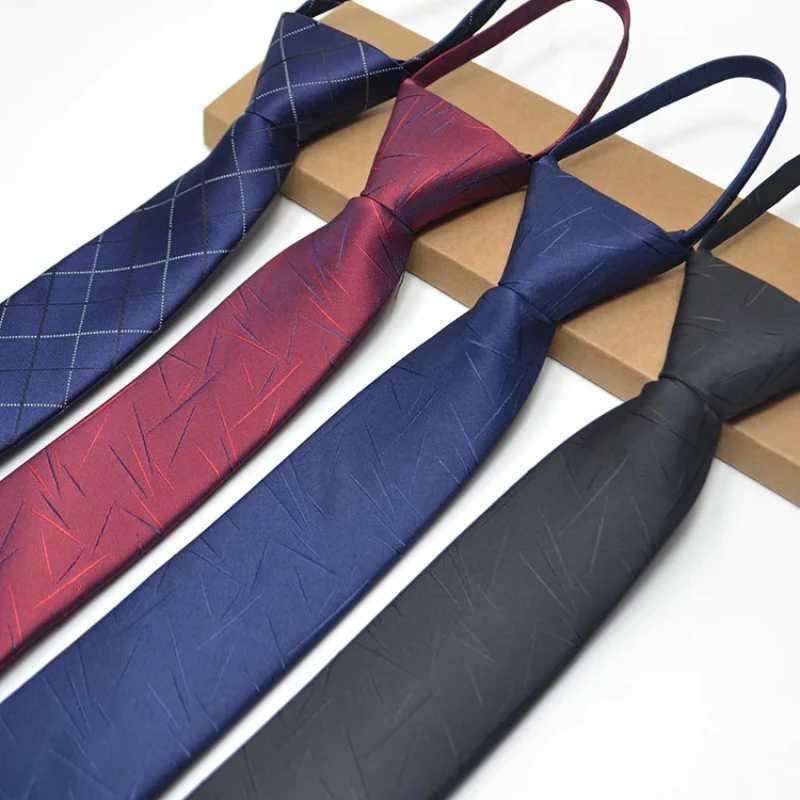 Mens Zipper Tie Lazy Tie Fashion 6cm Mens Business Collar Slim Narrow Party Wedding Collar Corbatas para hbre Y240925