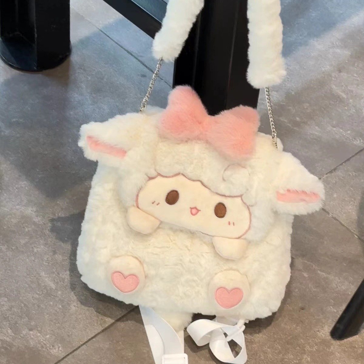 2024 new designer backpack cartoon lamb plush doll bag cute girl college JK multifunctional backpack ins backpack