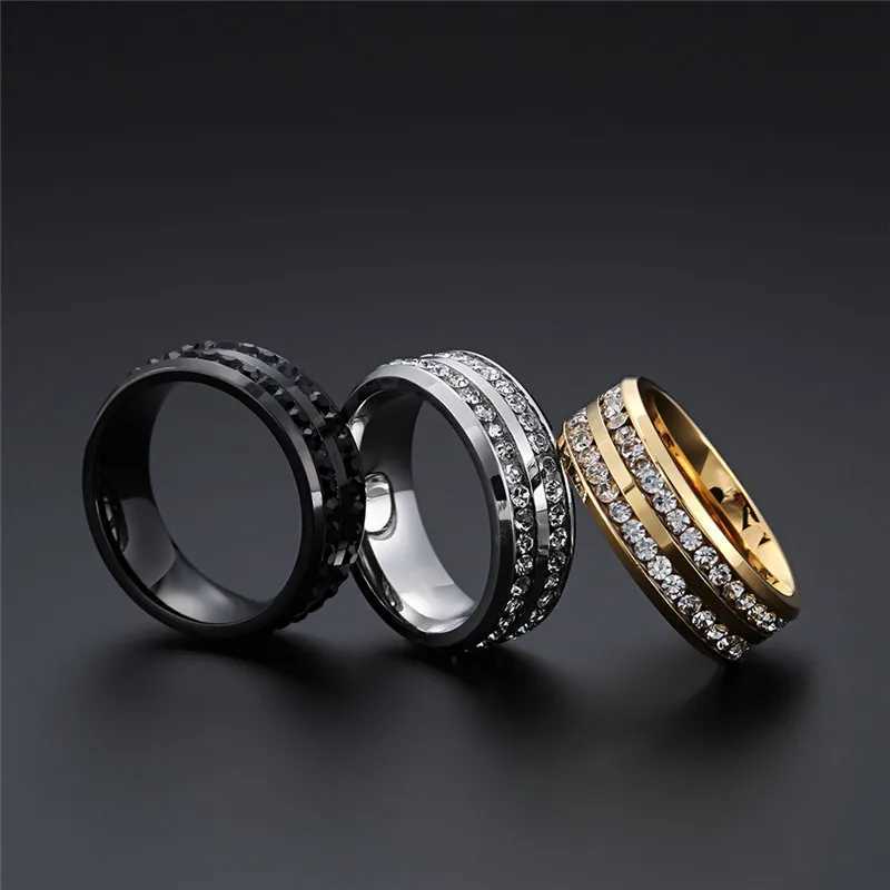 ZORCVENS New Fashion Gold and Silver Colored Stainless Steel Cubic Zirconia Finger Ring Fashion Jewelry Zirconia Wedding Ring W240925