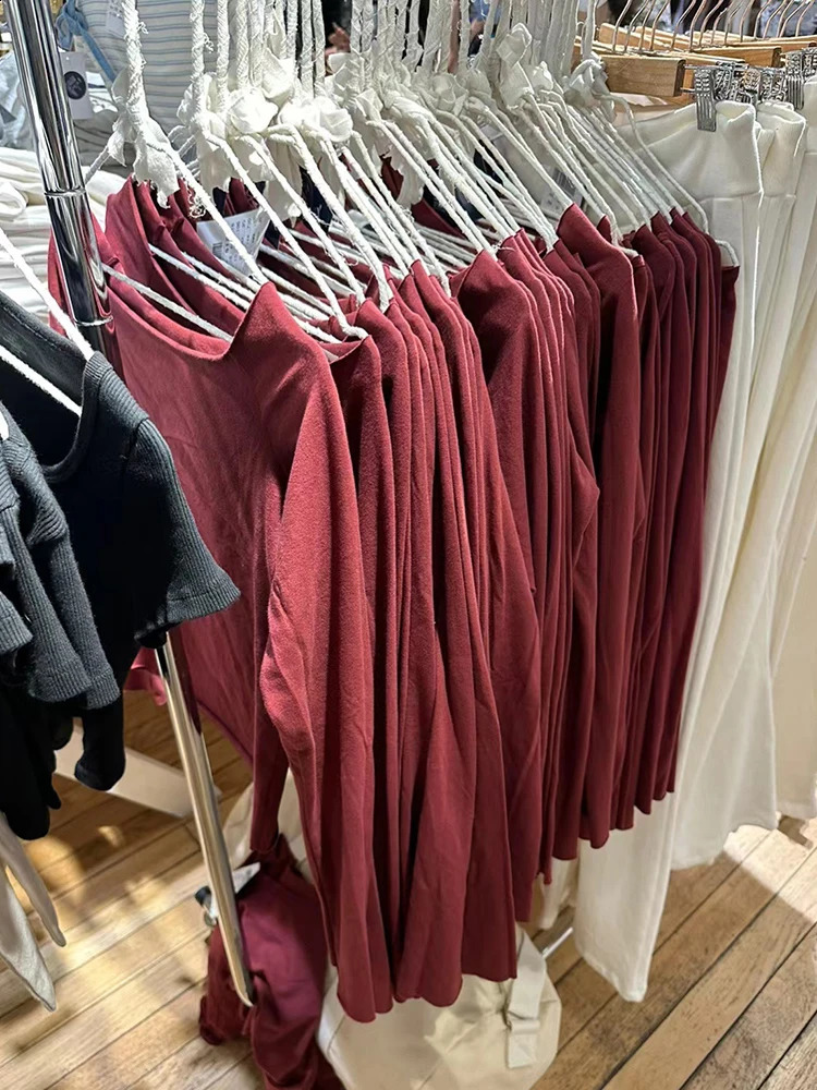 Vintage Solid Raw Trim T Shirt Women Autumn Sexy Slash Neck Cotton Long Sleeve Tees Chic Harajuku Streetwear Slim Crop Top Y2k 240925