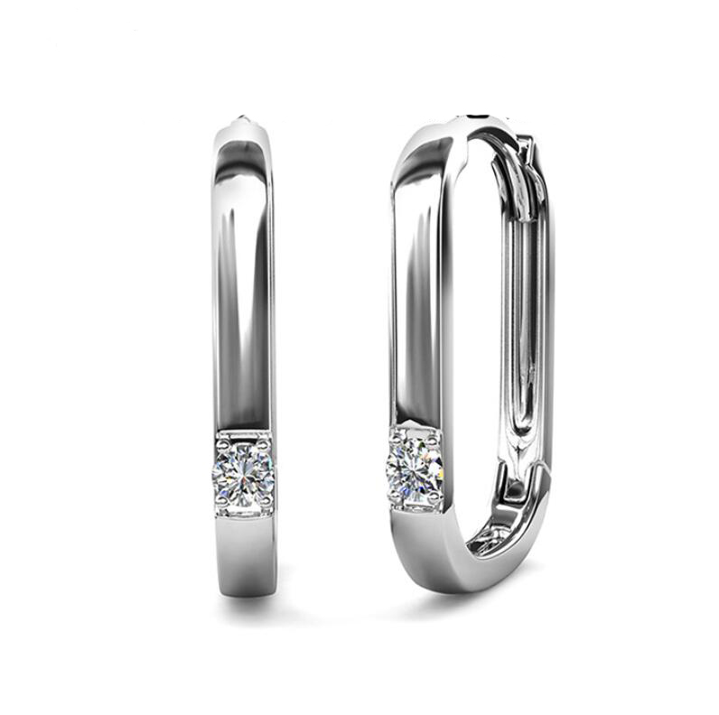 2024 Brand Simple Sterg Sier Moissanite Dia Women's Clip-On Earrings