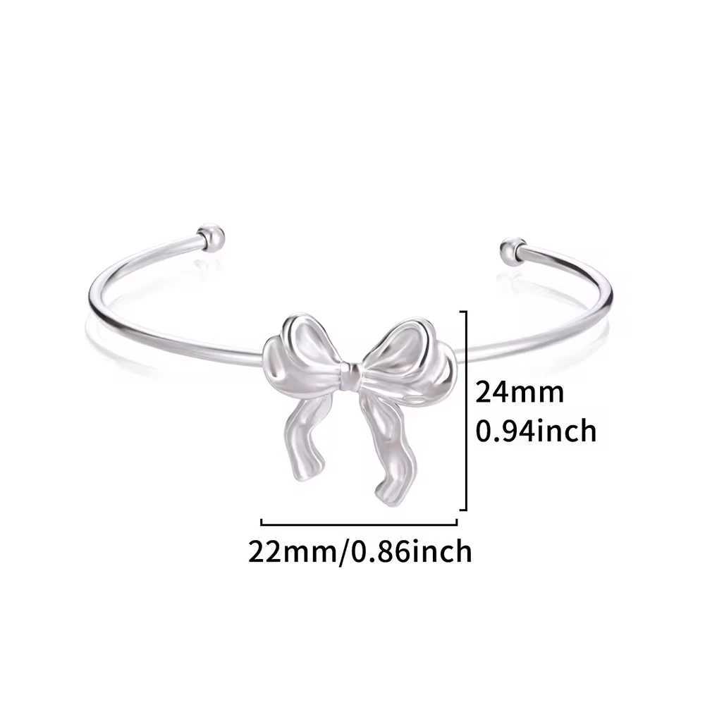 Bow Knot Bangles Bracelet Thin Side Stainless Steel Bangle Classic Simple Open Adjustable Wrist Jewelry Accessories pulseras BFFX240925
