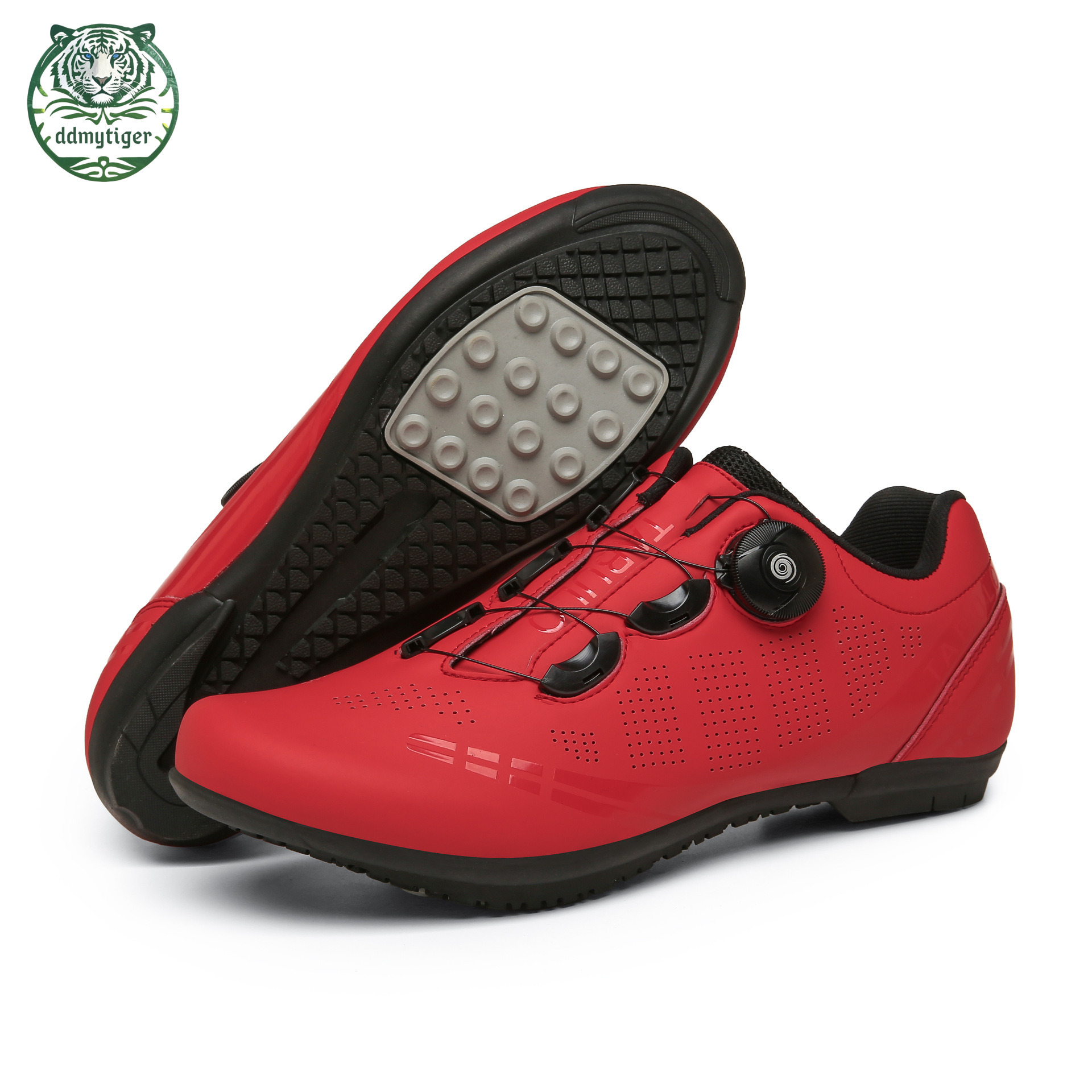 ddmytiger Large size outdoor mountain power bikes, road shoes, sports events, cycling high durability men's and women's lock shoes red A ddm