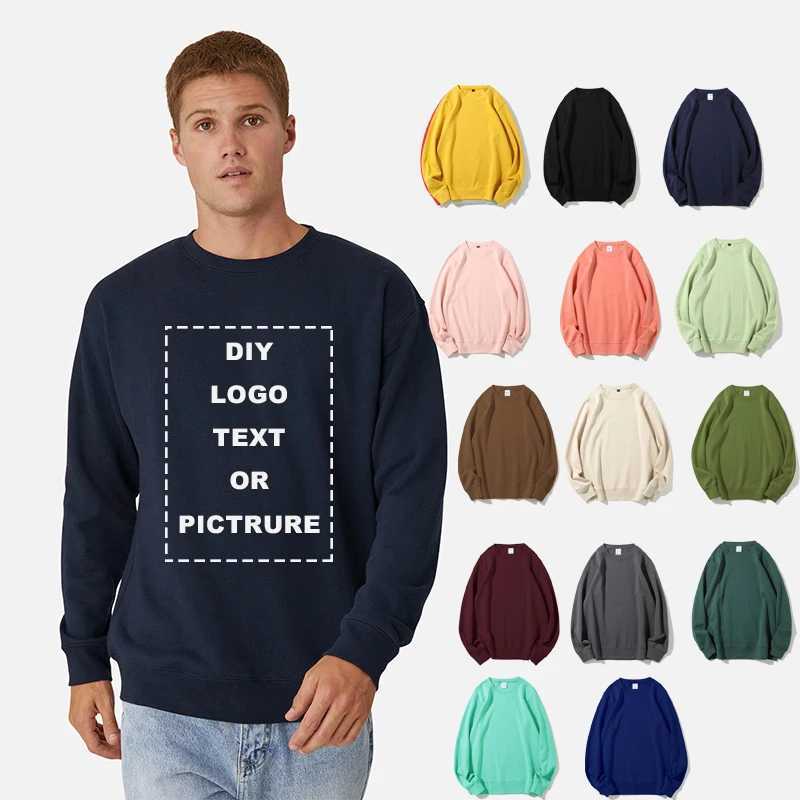 DIY High-Quality Fashion Cotton Hoodies Sweatshirt Custom Personal Design Brand DIY Print Embroidery Hoody Round NeckX240925