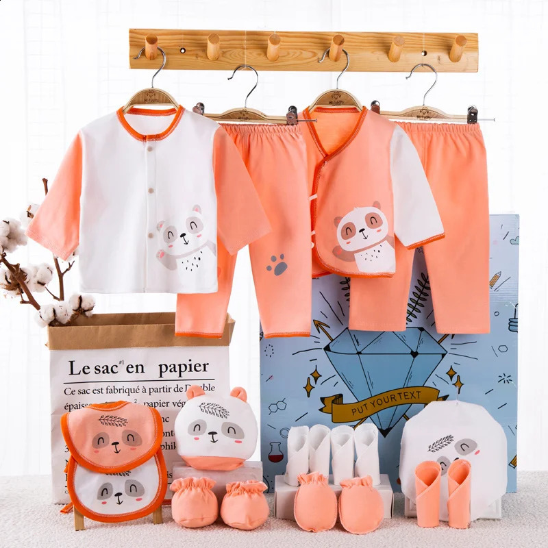 Lawadka 18 piecesbatch born baby clothing girl boy set 100% pure cotton spring autumn soft hat bib 240925