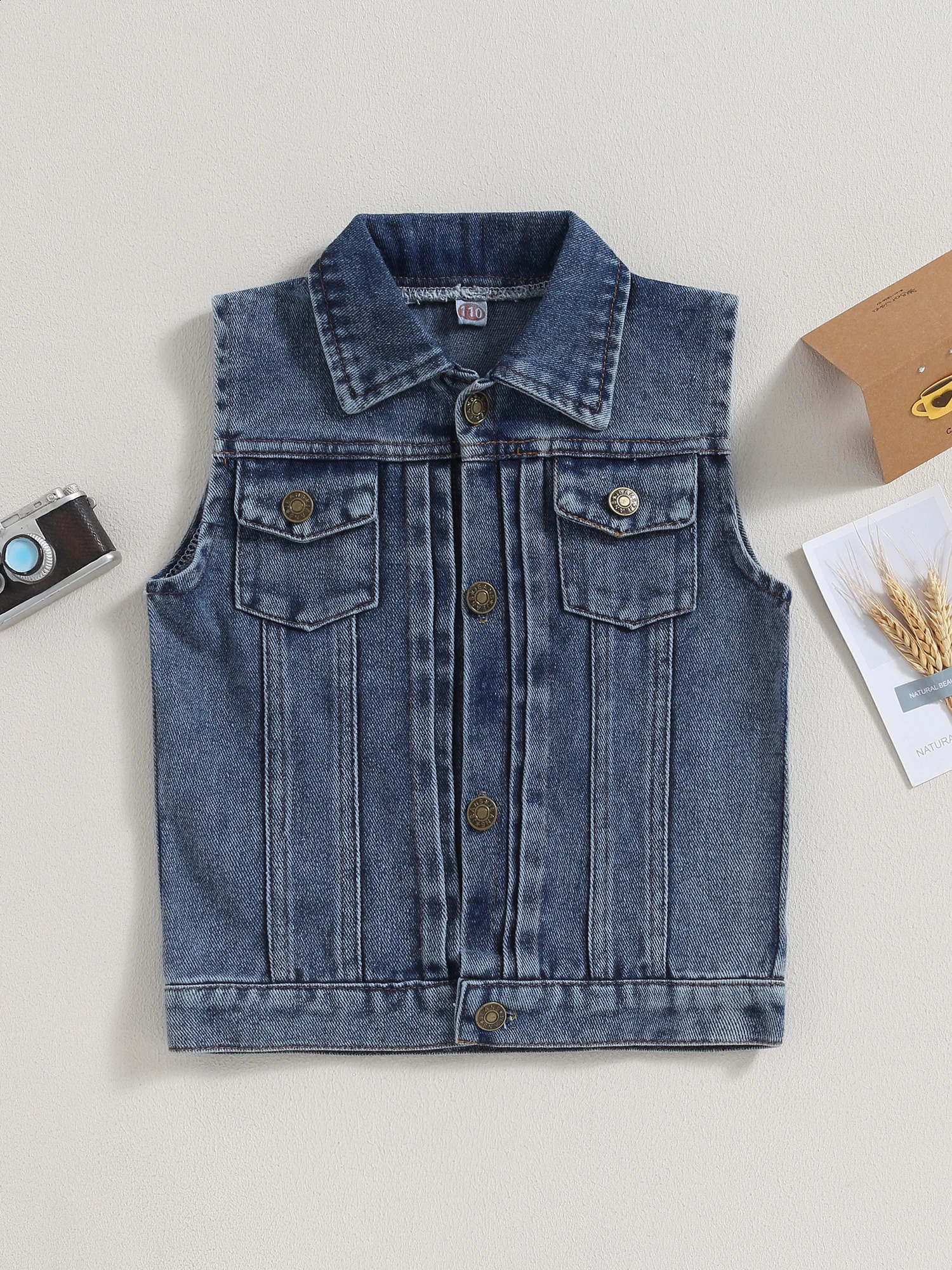 Vintage Denim Jacket for Kids Boys Girls Sleeveless Jeans Vest 2 4 6 8 Years Old Toddler Denim Vest 240921