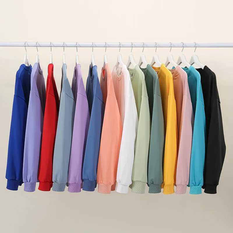 9.17oz 260 Grams Round Neck Pullover Sweater Men Solid Color Long Sleeve Sweatshirts Streetwear for AutumnX240925