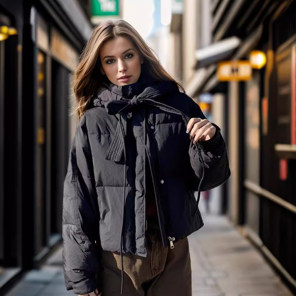 Puffer Jacket Korean Version Autumn and Winter Korean Version Down Cotton Jacket Womens Short Style Hooded Thick Fashion Small Cotton Jacket