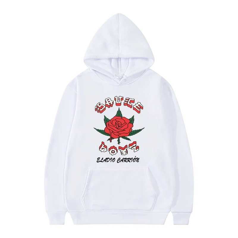 Autumn and Winter Casual Fashion Sweatshirt Eladio Carrion Sauce Boyz Rose Print Sweatshirt Round Neck and Hooded SweatshirtX240925