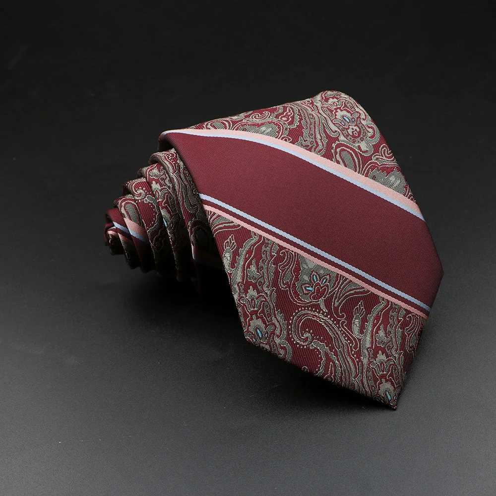 Mens tie checkered stripe black brown red blue collar casual business shirt set daily wear tie wedding party gift Y240925