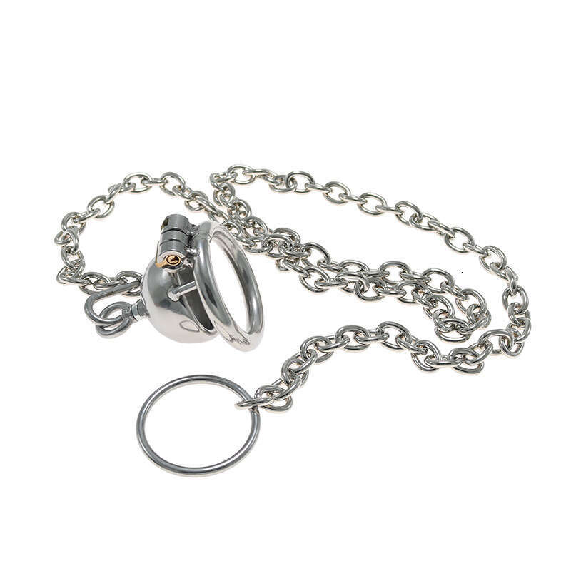 Stainless steel chastity lock pot lid CB cage with drawstring chain, couple's gaming tool, adult product