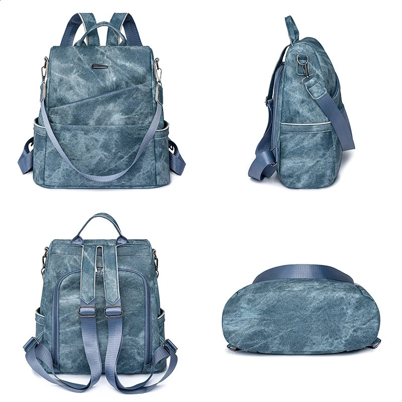 High quality womens leather backpack casual Knapsack large capacity college student 240724