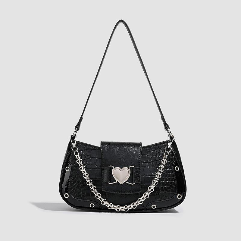 Women's Underarm Bag High Quality Mini Underarm Bag with Zipper Single Shoulder Crossbody Bag Multi Color Chain Love Leather Women's Bag Sui