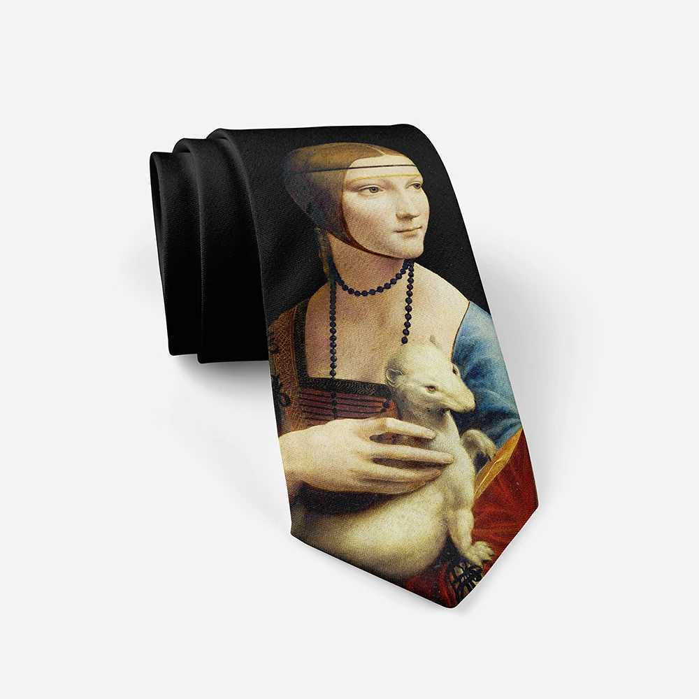 Fashion Art Oil Painting Tie Van Gogh Retro Portrait Casual Business Tie Mens Party Wedding Shirt Accessories Y240925