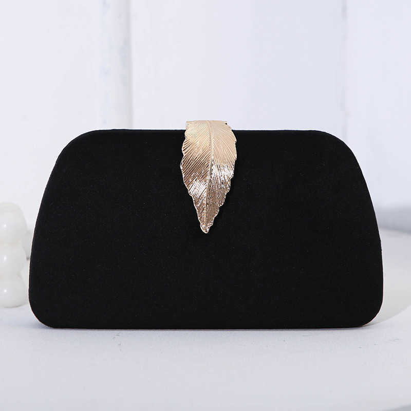 Clutch Bag New Fashionable Evening Designer Bag Velvet Metal Leaf Dress Paired With Banquet Handbag Small Square Bag For Women 240920