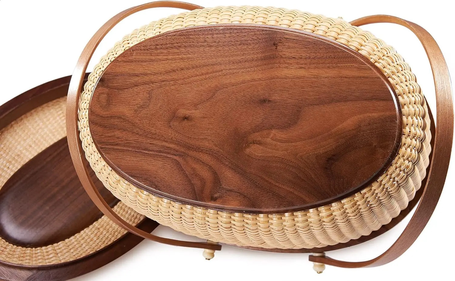 Nantucket Style Basket Rattan Handmade Products Womens Sewing Storage Double Swing Handle Handbag 240724