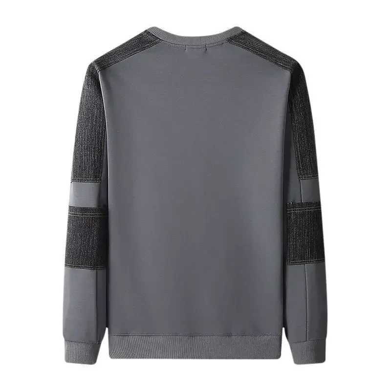 Male Clothes Crewneck Spliced Hoodieless Sweatshirt for Men T-shirt Pullover Top Round Neck Luxury Winter Streetwear No Brand SX240925