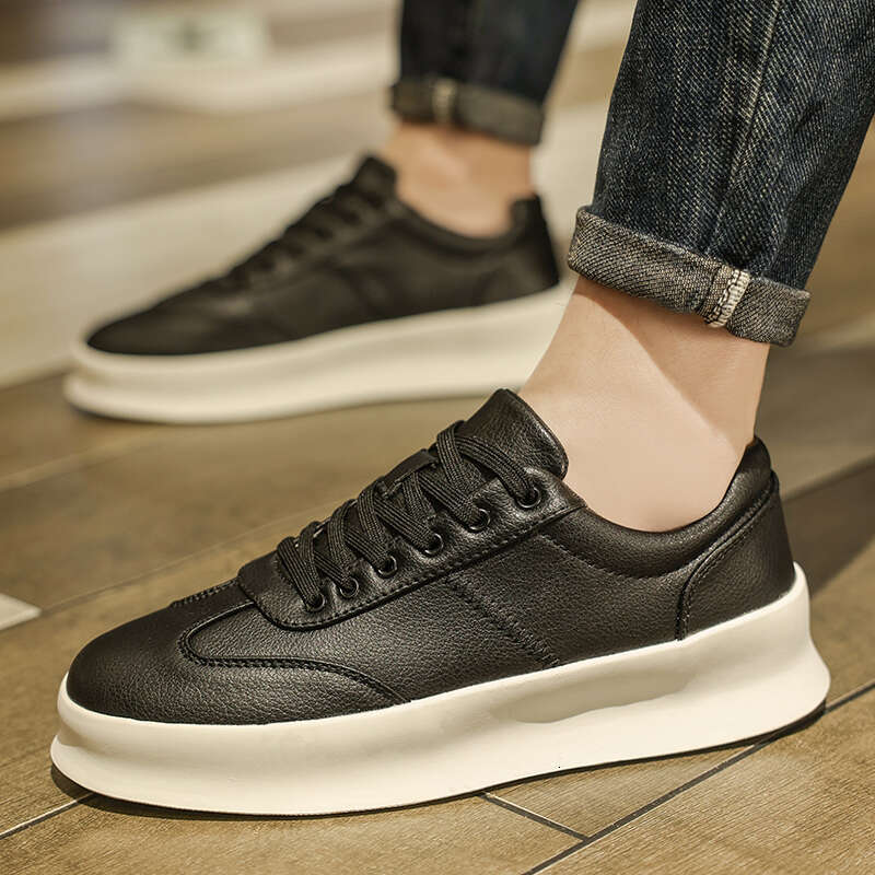 Original Men's Sneakers New Thick-soled Small White Shoes Casual Sports Flat Heel Round Toe Comfortable Trend Fashion Elastic PU