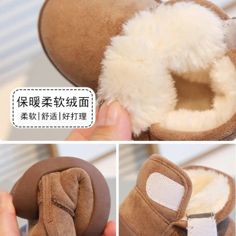 Winter childrens snow boots anti slip and warm girls cotton shoes baby shorts 240925