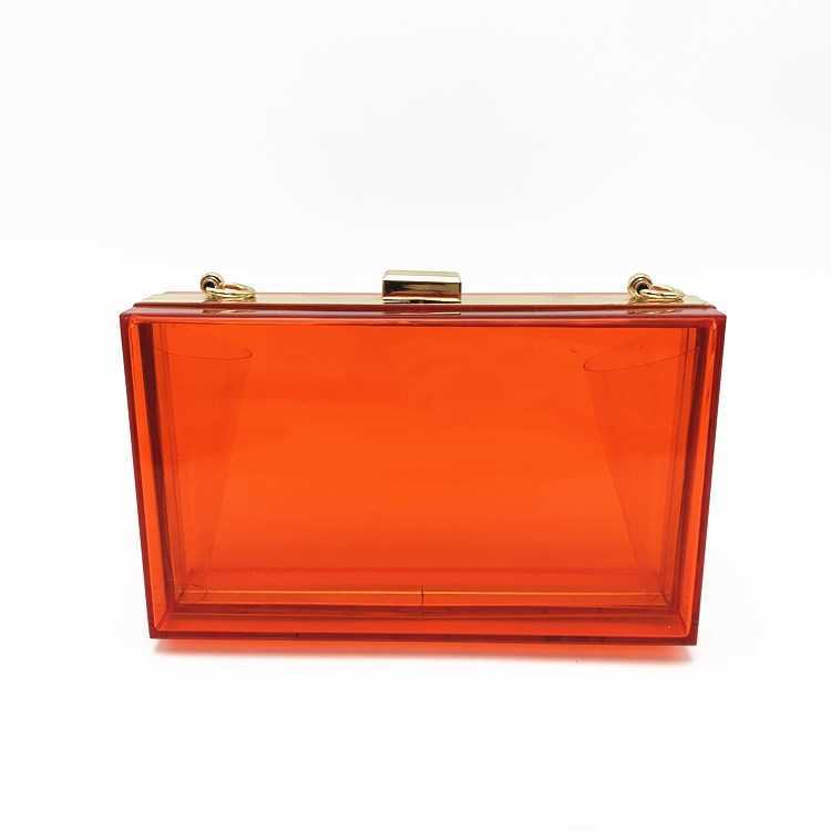 New Acrylic Womens Bag Small Square Bag Clutch Bag Summer Candy Color Transparent Box Bag Dinner Bag Womens Chain Bag 240920