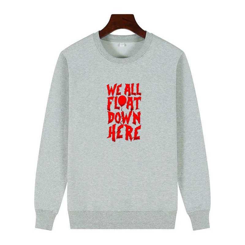 All Float Down Here Slogan Penny Wise Graphic Sweatshirts Round Neck And Velvet Hoodie Thick Sweater Hoodie Mens SportswearX240925