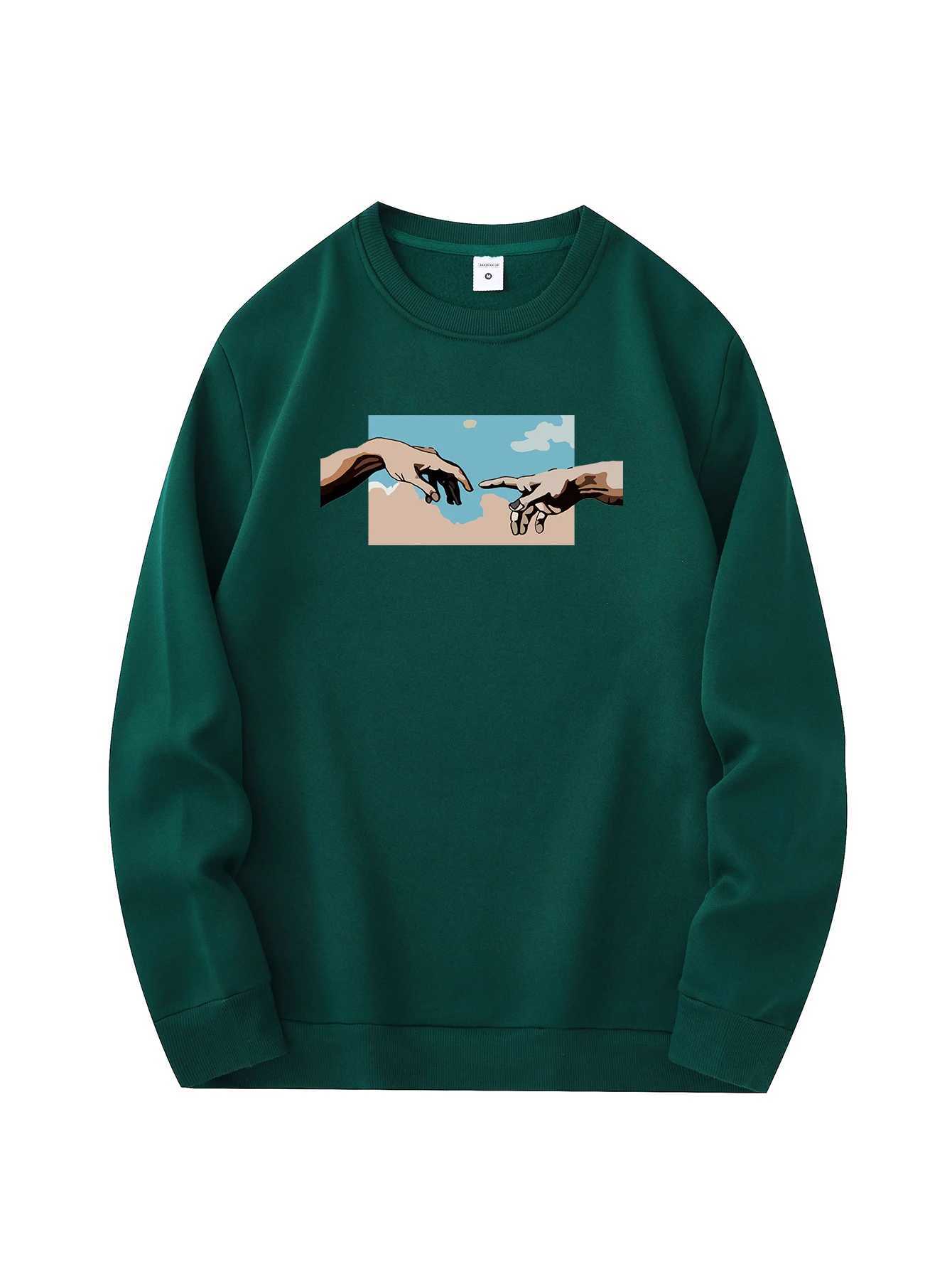 Mens new fashionable round neck sweater casual and daily comfortable round neck sweatshirt pattern printing mens jacketX240925