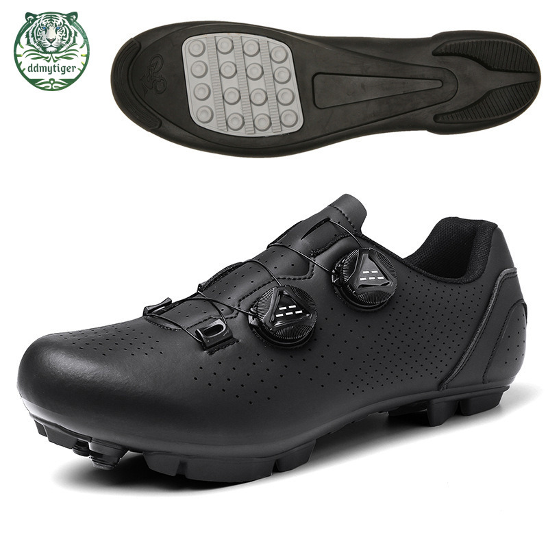 ddmytiger Highway mountain men's and women's locked bicycles without lock hard soled dynamic cycling shoes, gym all black A ddmythur