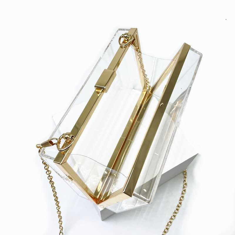New Acrylic Womens Bag Small Square Bag Clutch Bag Summer Candy Color Transparent Box Bag Dinner Bag Womens Chain Bag 240920