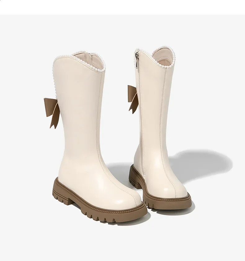 Girls and childrens boots winter long princess foreign girls with cashmere shoes 240925