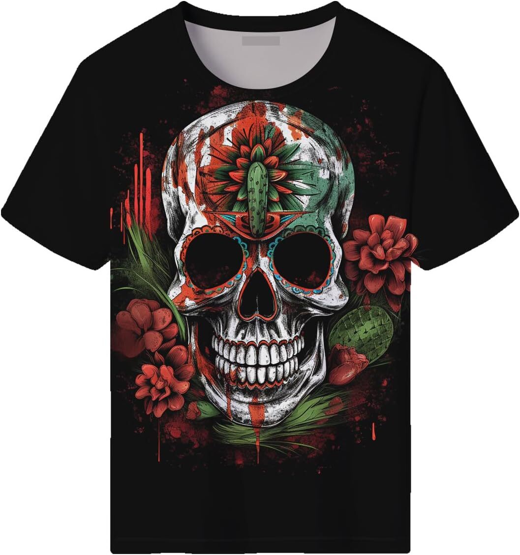 2025S Fashion Designer T Shirt Mens Novelty Mexico T Shirt Skull Graphic Shirts With Sleeve Shirts Tshirt Graphic Tee Casual Tops Summer Clothes Short