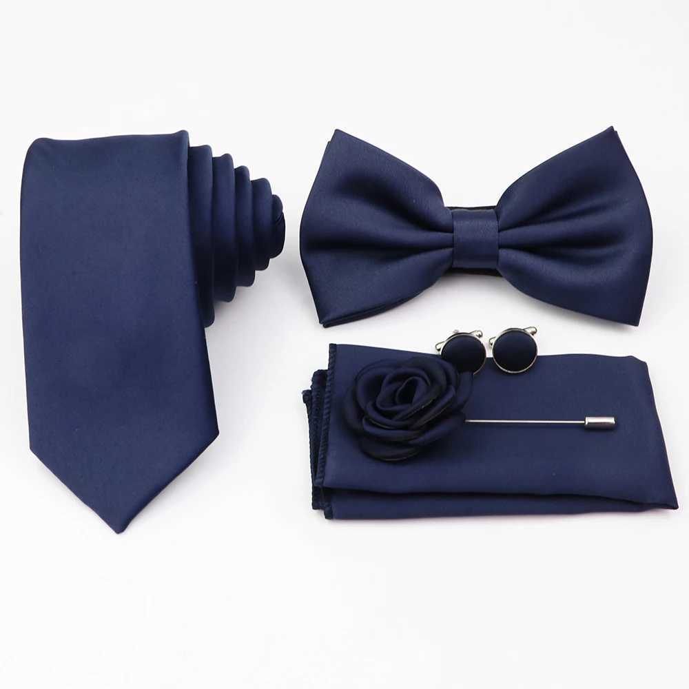 Hot S Purple Sage Green Tie Set Polter Necktie Bowtie Cufflink Brooch For Gro Suit Wedding Cravat Shirt Accessory Y240925