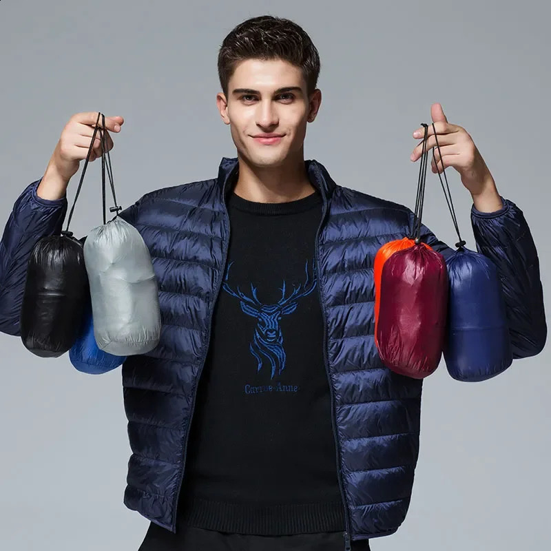 Autumn and winter ultra light white down jacket mens waterproof casual outdoor lightweight paddle jacket mens jacket 240923